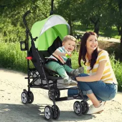 Infans Baby Lightweight Stroller, Compact Travel Stroller, Adjustable Backrest & Canopy, Foldable Umbrella Stroller for Toddlers, Green
