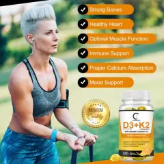 GPGP Greenpeople Organic D3K2 Capsules - Teeth, Skeletal, Heart, Immune Health Support - Easy To Absorb - 120Ct