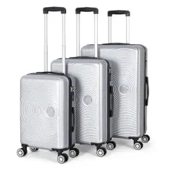 Oumilen Hardside Spinner Luggage Sets in Argent Silver, 3 Piece - TSA Lock