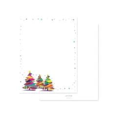 Paper Frenzy Colorful Tree Christmas Holiday Letterhead Paper Pack of 75
