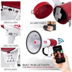 Bluetooth Megaphone for Events with Siren, Wireless Audio Streaming, Compact Design, Compatible with All Devices