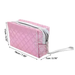 Unique Bargains Women's Solid Color Diamond Grid Makeup Bag 1 Pc