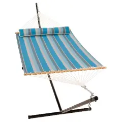 Algoma 13' Quick Dry Hammock with Pillow - Ocean Stripe