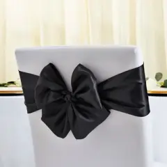 Sparkle and Bash 12 Pack Black Ribbon Chair Bows for Wedding, Baby Shower, Birthday Party Decorations