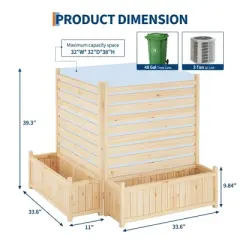Orieon 22x40 Inch Outdoor Privacy Fence Panels with Planter Box, 2-Panel Wood AC Unit Screen for Yard, Patio, Trash Can, Pool & Backyard Decor