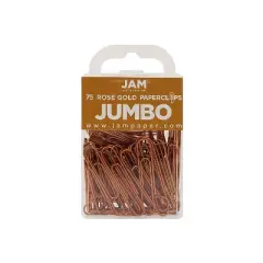 JAM Paper Colored Jumbo Paper Clips Large 2 Inch Rose Gold Paperclips 21832059A