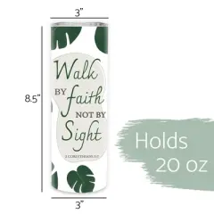 Walk By Faith Not By Sight 2 Corinthians 5:7 Green Monstera Leaf 20 ounce Stainless Steel Travel Tumbler with Lid For Your On The Go Beverages