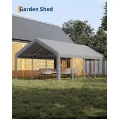 13x25 FT Heavy Duty Carport Garage, Portable Shelter with Removable Sidewalls & Doors, Roll-Up Windows, All-Season Tarp Canopy for Cars, Trucks