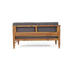 4pc Aston Outdoor Mid-Century Modern Acacia Wood Sectional Set with Cushions Teak/Dark Gray - Christopher Knight Home