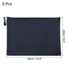 Unique Bargains Canvas Zipper Blank DIY Home Office Travel File Bags 5 Pcs