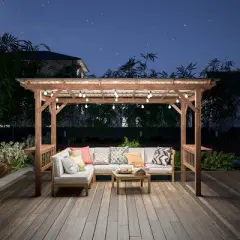 1pc Outdoor Pergola with Fir Wood Frame and Metal Roof Includes Bar Counters No Furniture Included - Coolbibila
