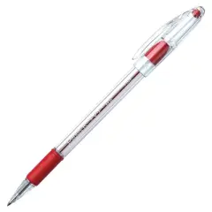Pentel R.S.V.P. Refillable Ballpoint Pen, 0.7 mm Fine Tip, Red Ink, Clear Barrel, Pack of 12