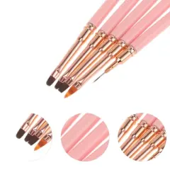 Unique Bargains Multifunctional Nail Art Brushes Kit Bright Pink 1 Set