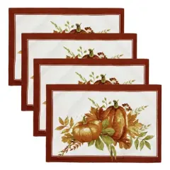 Autumn Pumpkin Grove Fall Placemat, Set of 4 - Orange/Rust - 13x19 - Elrene Home Fashions