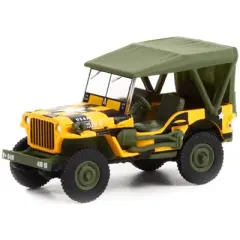 1943 Willys MB Jeep Yellow & Black w/Green Top "Follow Me" U.S. Army "Battalion 64" 1/64 Diecast Model Car by Greenlight