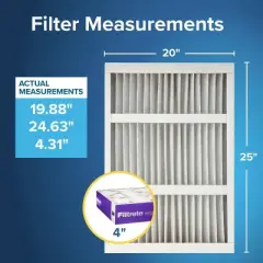 Filtrete 20" x 25" x 4" Slim Fit Allergen Bacteria and Virus Deep Pleat Air Filter 1550 MPR: MERV 12, Electrostatic, Furnace Filter