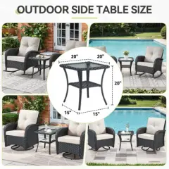 Gymojoy Patio Wicker Side Table with Storage Side Table