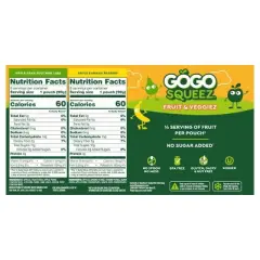 GoGo SqueeZ Fruit & VeggieZ Applesauce and Puree Variety Pack  Apple Banana Parsnip & Apple Pear Zucchini & Lime Pouches - 38.4oz/12ct