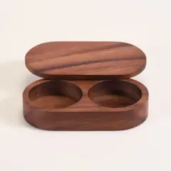 Kalmar Home Solid Acacia Salt & Pepper Pinch Pot w/ Cover