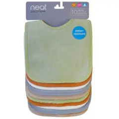 Neat Solutions Water-Resistant Lined Infant Bib Set - Neutral Soft - 10pk