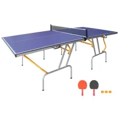 YONWAY Mid-Size Table Tennis Table Foldable Ping Pong Table Set for Games with Net,2 Table Tennis Paddles and Balls