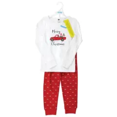 Hudson Baby Infant Girl Cotton Pajama Set, Red Truck Bows