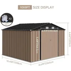 10 x 8 FT Outdoor Storage Shed, Waterproof Garden Shed with Updated Frame Floor & Lockable Door
