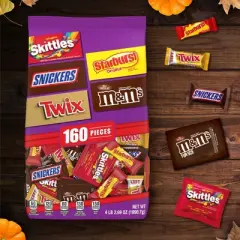 Mars Skittles Starburst Snickers Twix and M&Ms Halloween Candy Variety Pack Fun Size - 160ct/66.69oz