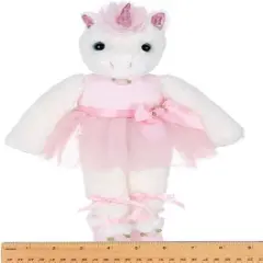 Bearington Dreamer White Plush Unicorn Stuffed Animal Ballerina in Pink Ballet Outfit, 14 Inches