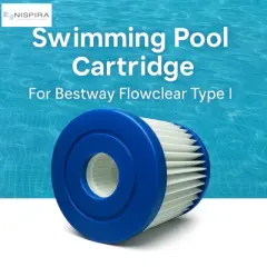 Nispira Pool Filter Replacement for Bestway Flowclear Type I Cartridge Pool Filter(110-120V) 58093E-CASE 330 Gal. | Pack of 2
