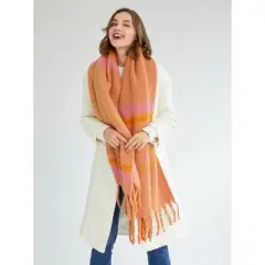 Shiraleah Pink and Orange Plaid Salome Scarf