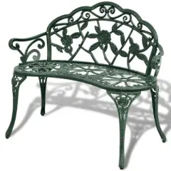 vidaXL Garden Bench Green Cast Aluminum, Cast Iron 39.4 in Durable - Green