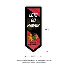 Evergreen Ultra-Thin Glazelight LED Wall Decor, Pennant, Chicago Blackhawks- 9 x 23 Inches Made In USA