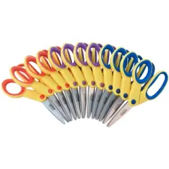 School Smart Pointed Tip Kids Scissors, 5 Inches, Assorted Colors, Pack of 12