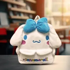 Accessory Innovations Company Sanrio Kitty Cinnamoroll 16 Inch Embroidered Plush Backpack