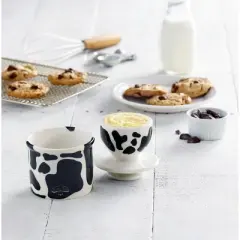 Butter Bell&reg; Crock &ndash; Farmhouse Cow Pattern Ceramic Butter Keeper, Rustic Country-Style Butter Dish for Fresh, Spreadable Butter