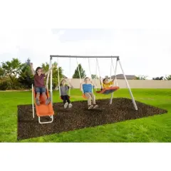 Sportspower Gladstone Metal Swing and Slide Set -Gray/Orange