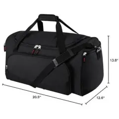 Gym Bag for Men - 55L Black Durable Large Duffle Bag for Travel, Workout, Fitness & Sport