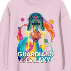 Guardians Of The Galaxy Vol. 3 Colorful Space Shape Crew Neck Long Sleeve Cradle Pink Adult Sweatshirt