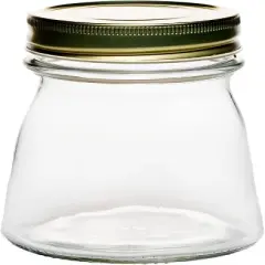 Amici Home Cantania Canning Jar, Airtight, Italian Made Food Storage Jar Clear with Golden Lid, 6-Piece,18 oz.