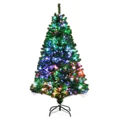 Costway 5/6/7 ft Pre-lit Fiber Optic PVC Artificial Christmas Tree with 449/617/820 Branch Tips
