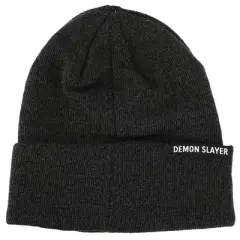 Demon Slayer Character Embroidered Plain Black Cuffed Knitted Winter beanie Hat