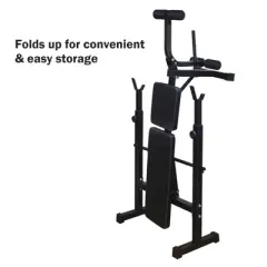 NAYSAYE Exercise Trainers Olympic Bench with Adjustable Rack and Foldable Frame for Full Body Home Gym, Black, 67.72"*32.68"*46.46"