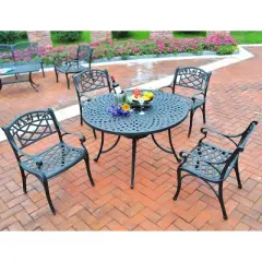 Sedona 42" 5pc Outdoor Dining Set with Armchairs - Black - Crosley