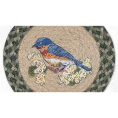Earth Rugs Blue Bird Printed Round Trivet 10"x10" Heat-Resistant Kitchen Accessory