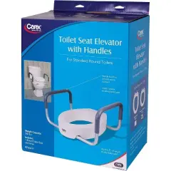 Carex Toilet Seat Elevator With Handles - For Standard Toilet Seats - White