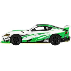 Toyota GR Supra CSR2 LB WORKS RHD White & Bright Green w/Black Top 3000 pcs 1/64 Diecast Model Car by True Scale Miniatures