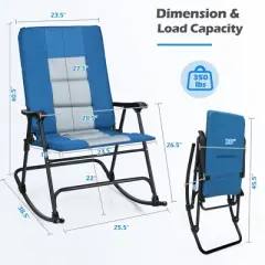 Costway Set of 2 Padded Folding Rocking Chairs Patio Garden Yard Camping Red/Blue