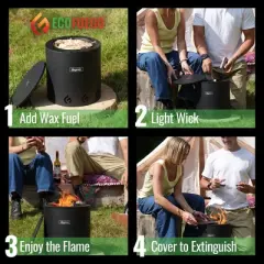El Campo Portable Wax-Burning Fire Pit &ndash; Clean-Burning, No-Wood Fuel with 8-Hour Wax Refill &ndash; Compact and Durable for Camping, Travel, and Outdoor Use