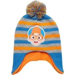 Blippi Toddler Boys' Winter Hat Set: 3 Piece Fleece Lined Ear Flap Beanie and 2 Pairs of Mittens